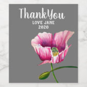 Rosa Mohnfarben Blume Art Weinetikett (Einzelnes Label)