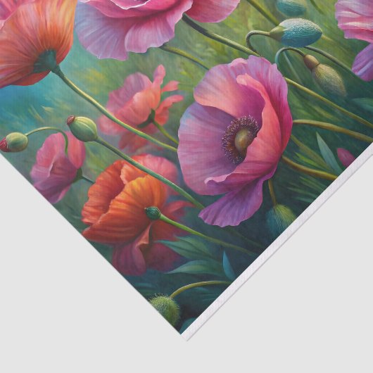 Rosa Mohngarten Blumendekoupage Seidenpapier (Ausschnitt)