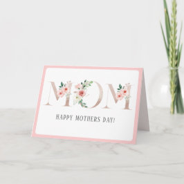 Rosa 'MOM' Muttertags-Grußkarte Karte
