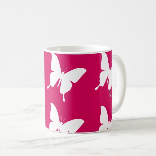 Rosa Monarchfalter Kaffeetasse (VorderseiteRechts)