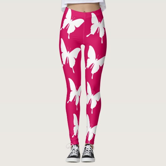 Rosa Monarchfalter Leggings (Vorderseite)