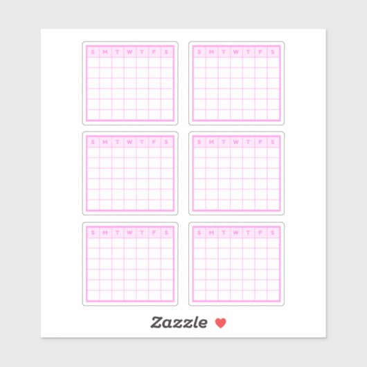 Rosa Monatskalender Aufkleber (Blatt)