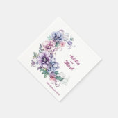 Rosa Mond auf Blume: Personalisierte Hochzeit Napk Serviette (Ecke)