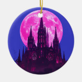 Rosa Mond Gotische Kathedrale Keramik Ornament (Vorne)