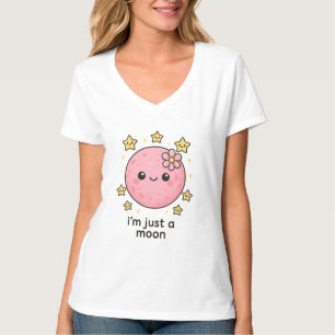 Rosa Mond mit Bow T-Shirt