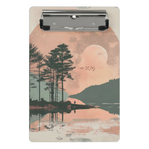 Rosa Mond Sage Mountain Wald See Landschaft Mini Klemmbrett