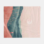 Rosa Mond Teal Boho Berglandschaft Fleecedecke (Vorderseite (Horizontal))