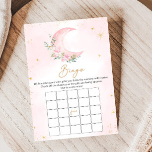 Rosa Mond und Sterne Baby Shower Bingo Spiel