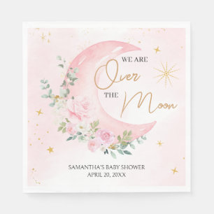 Rosa Mond und Sterne Baby Shower Serviette