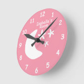 Rosa Mond und Sterne Kinderzimmer Kinderzimmer nac Runde Wanduhr (Winkel)
