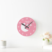 Rosa Mond und Sterne Kinderzimmer Kinderzimmer nac Runde Wanduhr (Zuhause)