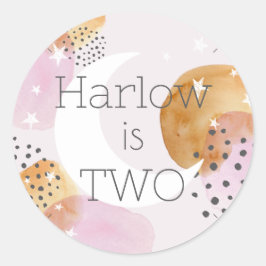 Rosa Mond zwei den Mond Runder Aufkleber