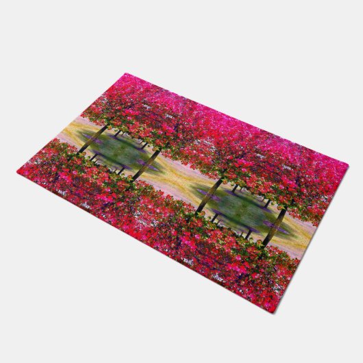 Rosa Monetlandschaft, rosa Blätter Fußmatte (Schrägansicht)