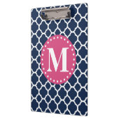 rosa Mongram Navy Quatrefolienmuster Klemmbrett (Links)