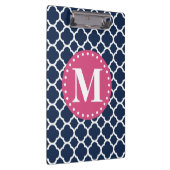 rosa Mongram Navy Quatrefolienmuster Klemmbrett (Rechts)
