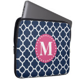 rosa Mongram Navy Quatrefolienmuster Laptopschutzhülle (Vorne Rechts)