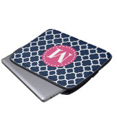 rosa Mongram Navy Quatrefolienmuster Laptopschutzhülle (Vorne Knopf)