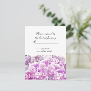 Rosa monochromes Blumenbouquet Antwortkarte RSVP Karte