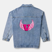Rosa Monogram Angel Wings Denim Jacket Jeansjacke (Rückseite)