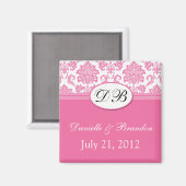 Rosa Monogram Damask Hochzeitsmagazin Magnet (Vorderseite/Rückseite)