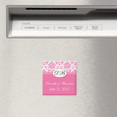 Rosa Monogram Damask Hochzeitsmagazin Magnet (In Situ (Geschirrspüler))