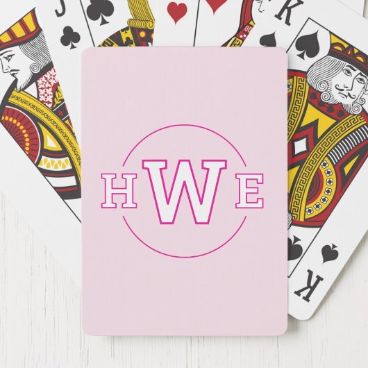 Rosa Monogram Einfache Initialen Modernes Girly Re Spielkarten