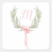 Rosa Monogram Erstlaurel Wappen Stickers (Vorderseite)