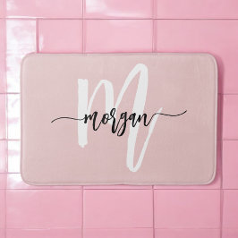 Rosa Monogram Girl's Dorm Room Badematte