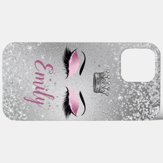 Rosa Monogram Glitzern Augen Case-Mate iPhone Hülle (Rückseite (Horizontal))