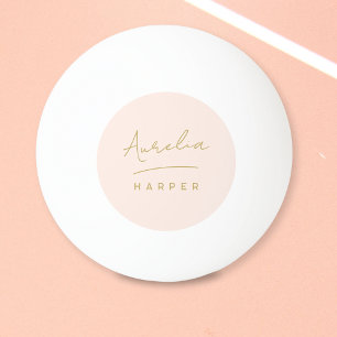 Rosa Monogram Gold Script Personalisiert Name Tischtennisball