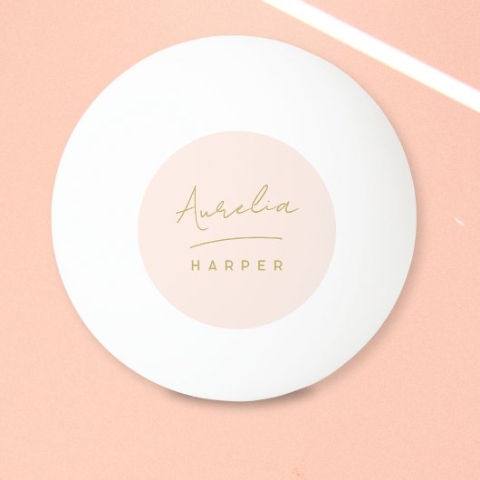 Rosa Monogram Gold Script Personalisiert Name Tischtennisball