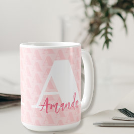 Rosa Monogram, Hot-Pink-Skriptname Weiß Kaffeetasse