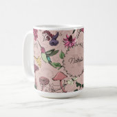 Rosa Monogram Hummingbird & Blume Garden Kaffeetasse (Vorderseite Links)