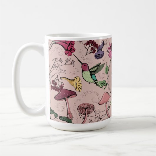 Rosa Monogram Hummingbird & Blume Garden Kaffeetasse (Links)