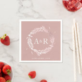 Rosa Monogram Imitate Foil Wedding Napkins Serviette (Beispiel)