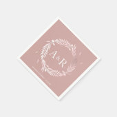 Rosa Monogram Imitate Foil Wedding Napkins Serviette (Ecke)