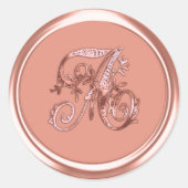 Rosa monogram Initiale auf einem Umschlag-Siegel i Runder Aufkleber (Vorderseite)