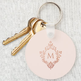 Rosa Monogram Rose Gold Wappen Elegantes Vintag Schlüsselanhänger