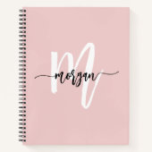 Rosa Monogram Script Girl's Back to School Notizblock (Vorderseite)