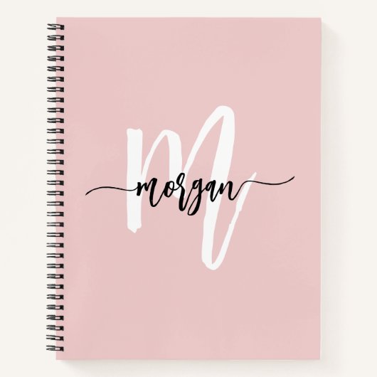 Rosa Monogram Script Girl's Back to School Notizblock (Vorderseite)