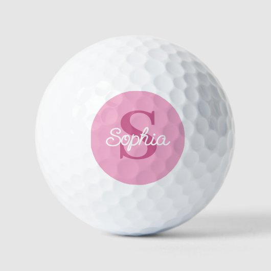 Rosa Monogram Script Name Golfball (Vorderseite)