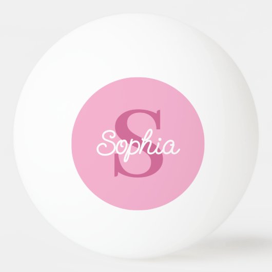 Rosa Monogram Script Name Tischtennisball (Vorderseite)
