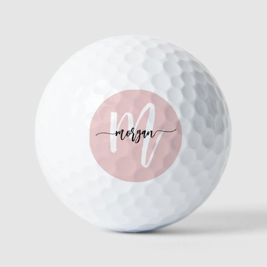 Rosa Monogram Stilvoll modern Golfball (Vorderseite)