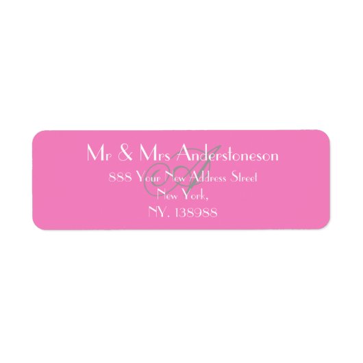 Rosa Monogram Wedding Simple Modern Rücksendeadres (Vorne)