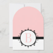 Rosa Monogram Wedite oder irgendeine Farbe Einladung (Rückseite)