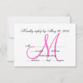 Rosa Monogram Zebra Print Wedding RSVP Card Karte (Rückseite)