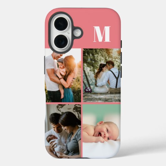 Rosa Monogramm 4 Foto Collage Case-Mate iPhone Hülle (Rückseite)