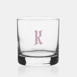 Rosa Monogramm, alte Brieftypografie Whiskyglas