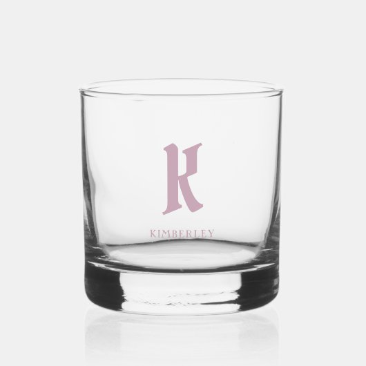 Rosa Monogramm, alte Brieftypografie Whiskyglas (Vorderseite)