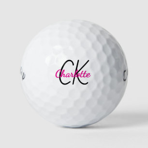 Rosa Monogramm Anfangsbuchstaben Name Golfball